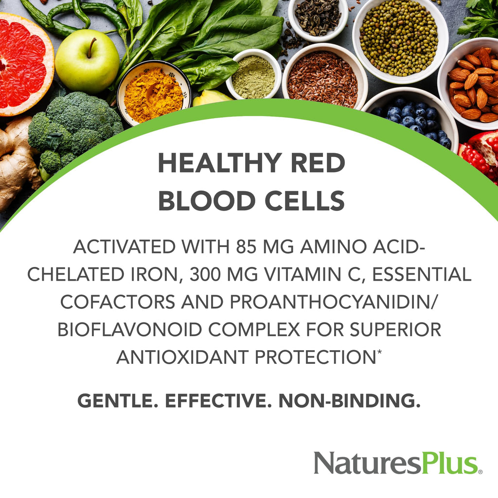 NaturesPlus Hema-Plex Iron - 60 Fast-Acting Softgels - 2 Pack - 85 mg Iron + Vitamin C & Bioflavonoids for Healthy Red Blood Cells - Vegan, Gluten Free - 40 Total Servings