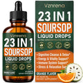 Soursop Bitters Liquid Drops – 23 in 1 Formula with Graviola, Black Seed, Sea Moss, Moringa – Supports Digestive Health, Immune Function, Natural Energy - Vegan, Non-GMO - Orange Flavor, 2 fl oz