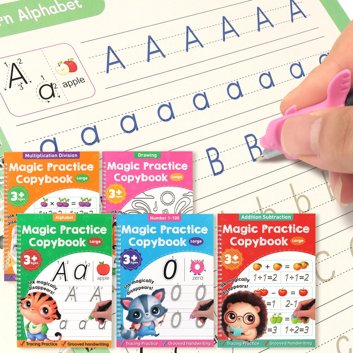Magic Grooved Writing Practice Books, Grooved Handwriting Practice for Kids