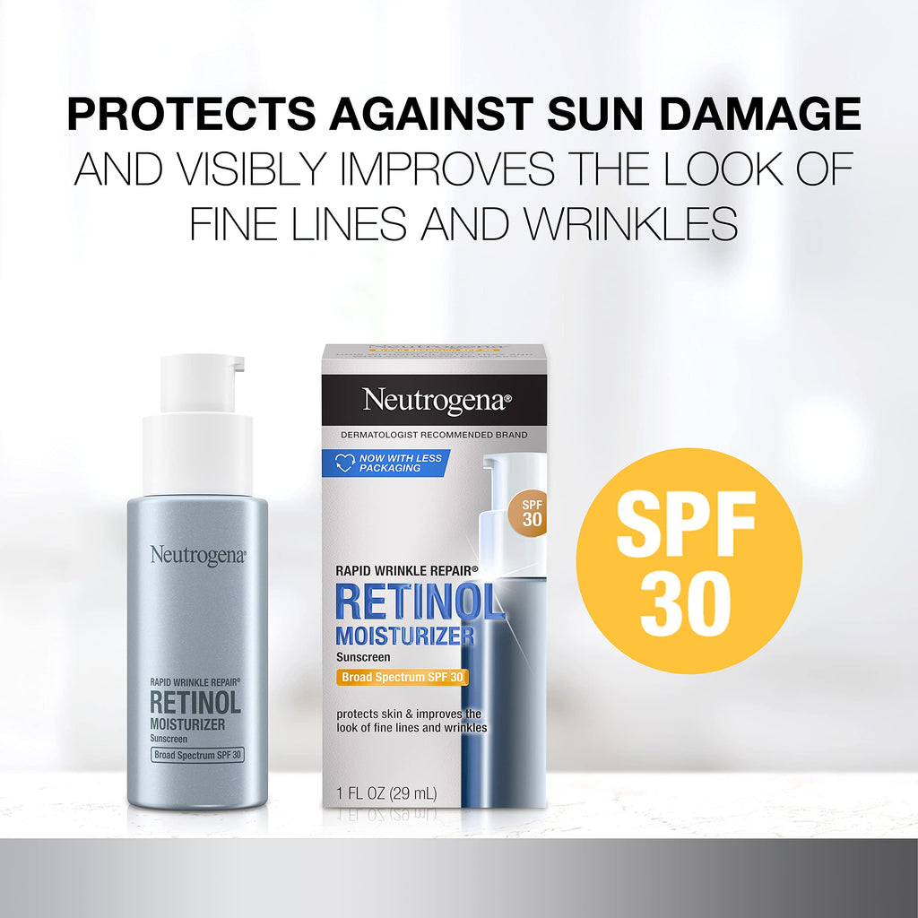 Buy now Neutrogena Rapid Wrinkle Repair Retinol Face Moisturizer with SPF 30, Daily Anti-Aging Face Cream, Retinol & Hyaluronic Acid & Trial Size Hydro Boost Facial Cleanser, 0.5 fl. oz at indiglob india