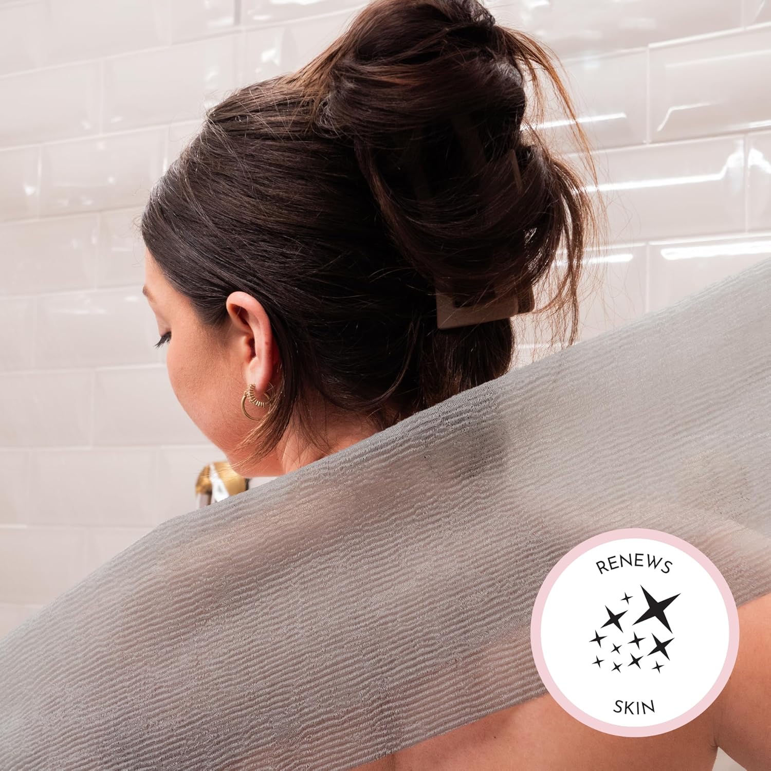 Buy now S&T INC. Back Scrubber for Shower, Exfoliating Body Scrubber or Bath Exfoliating Towel for Skin Care, 11.8 Inches x 35.4 Inches, Grey, 3 Pack at indiglob india
