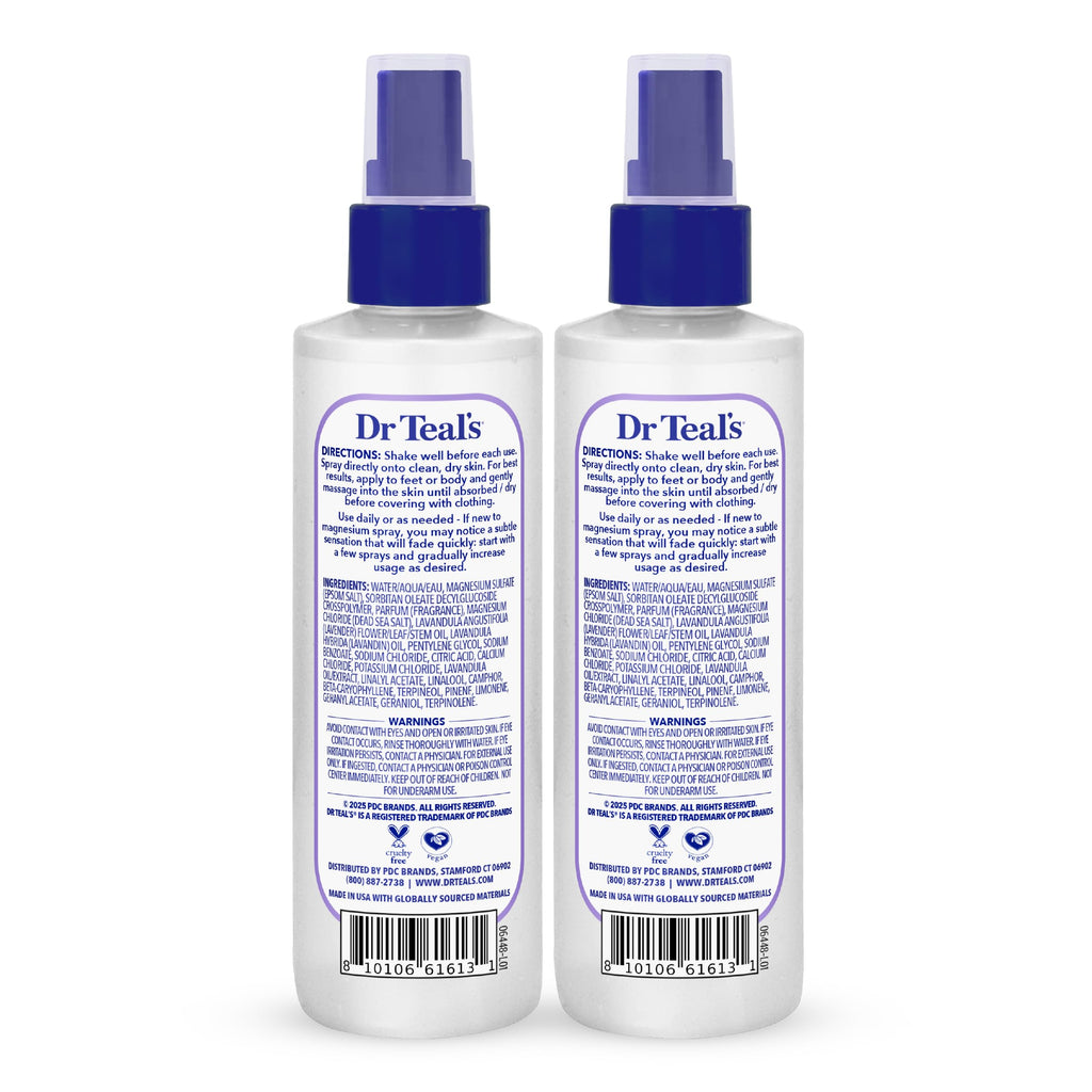 Dr Teal's Magnesium Lavender Spray with Natural Dead Sea Salt, 8 fl oz (Pack of 2)