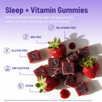 MoonBrew Strawberry Sleep + Vitamin Gummies - 8 Essential Vitamins & Minerals, Natural Magnesium Calming Aid, Melatonin-Free, 25-Pack (100 Gummies)