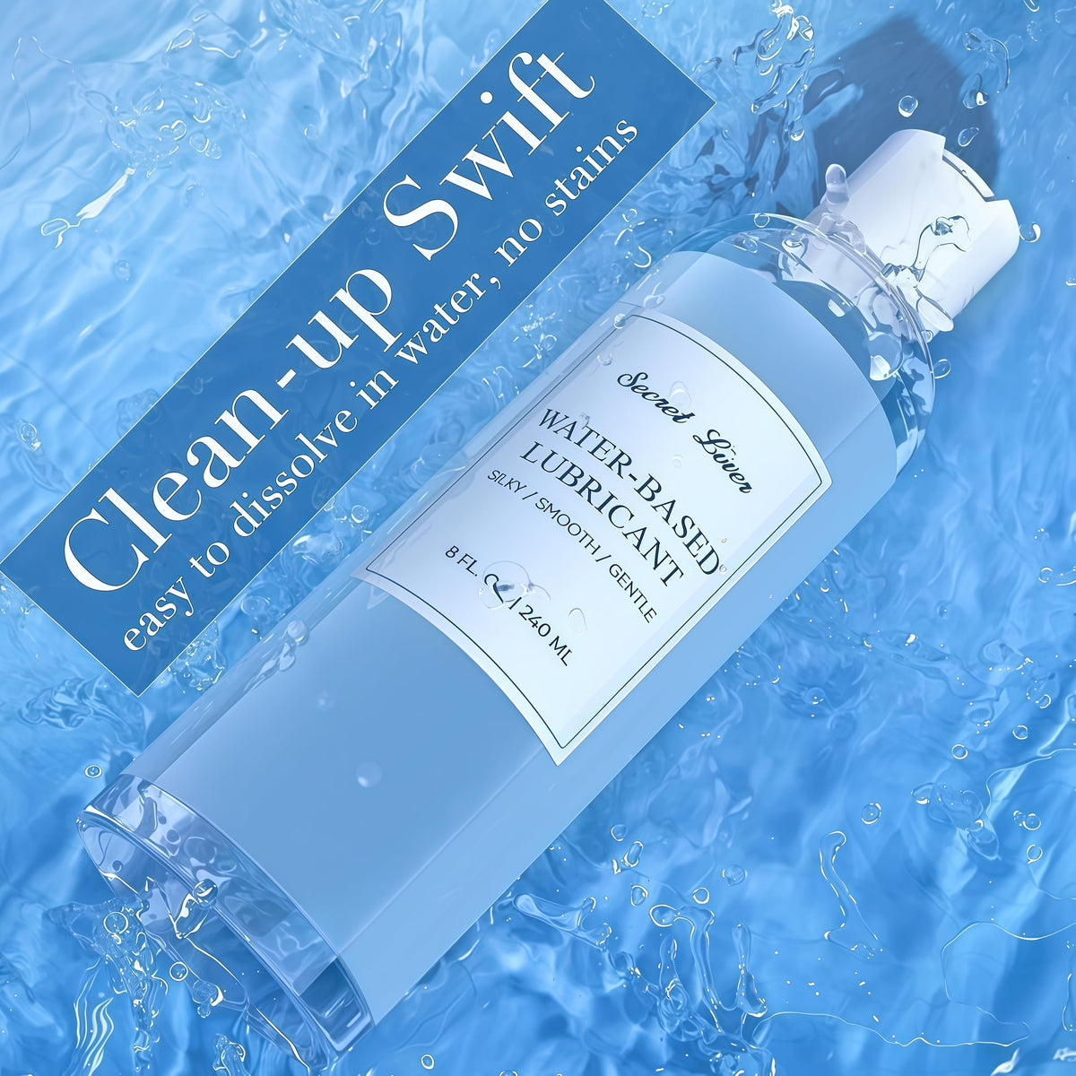 Secret Lover Water Based Lube, pH Balanced for Sensitive, Clear, 8 Fl Oz
