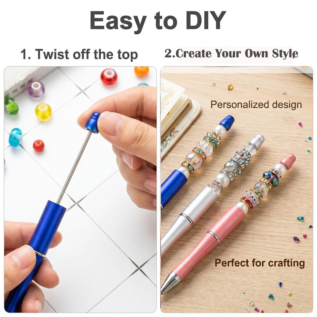 30Pcs Multicolor Beadable Pens Bulk – DIY Customizable Pen Set for Crafting, Smooth Writing Beaded Pens for School, Office, Teacher Appreciation & Creative Gifts