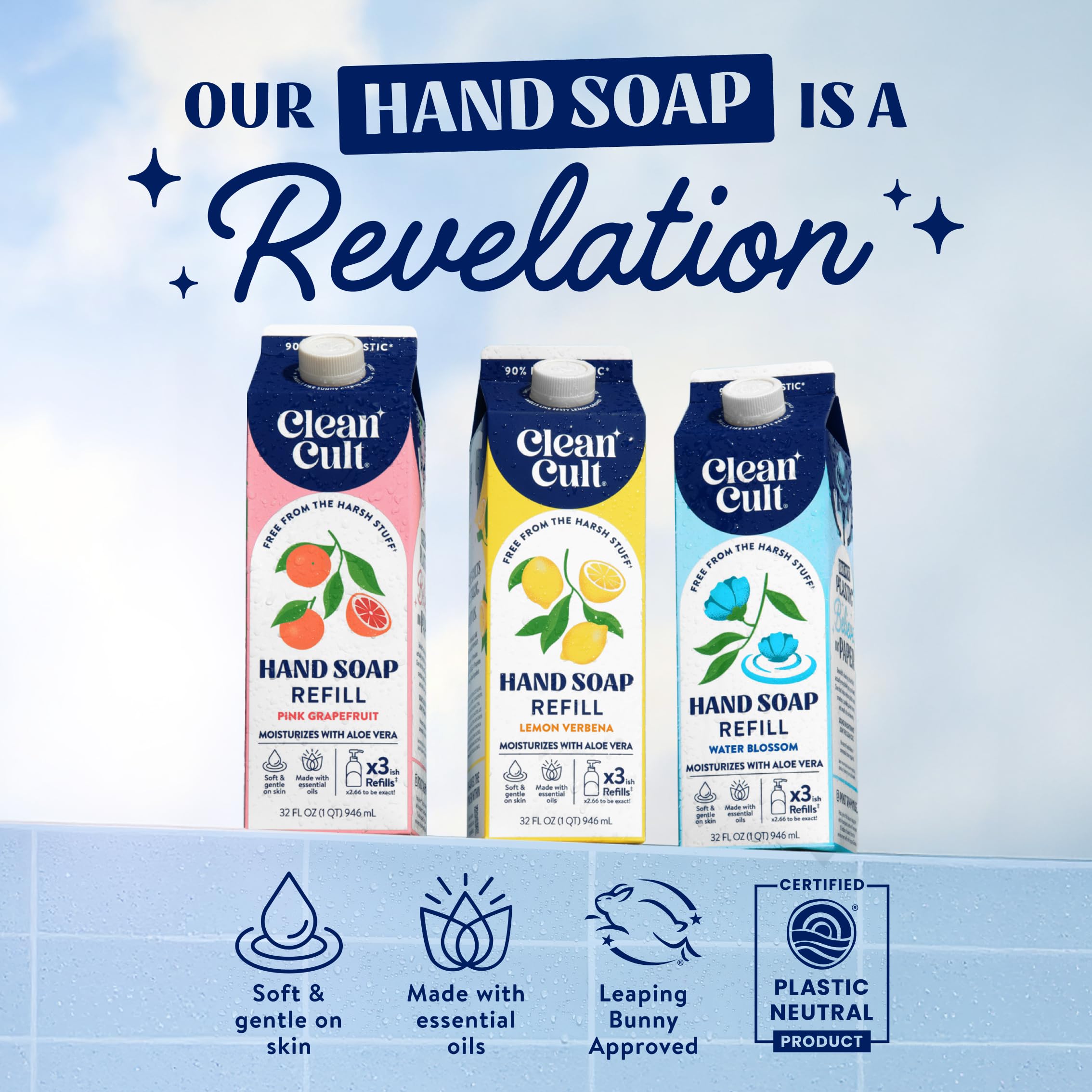 Buy now Cleancult Liquid Hand Soap Refills - Moisturizes Dry & Sensitive Skin - Made with Aloe Vera & Lavender Essential Oils - Wild Lavender - Eco Friendly - Paper-Based Packaging - 32 oz/2 Pack at indiglob india