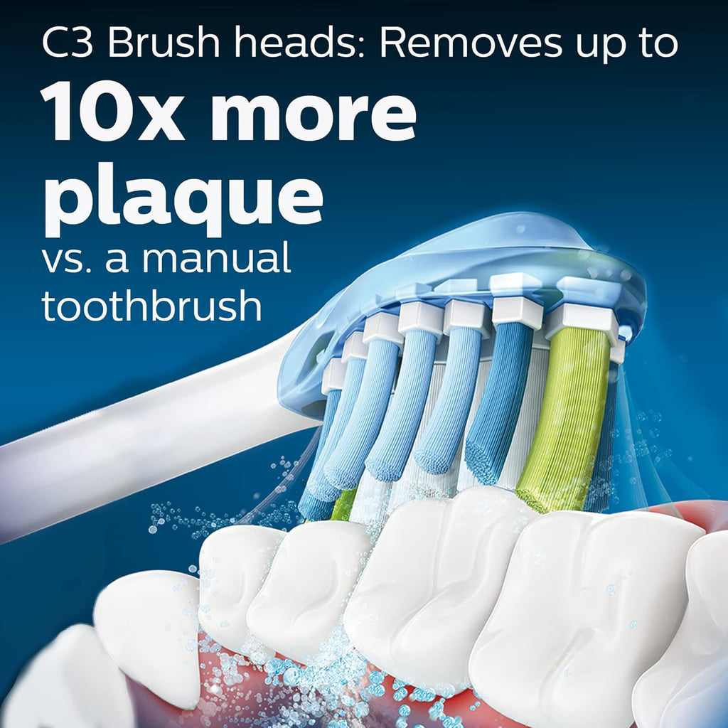 Buy now Philips Sonicare Genuine Toothbrush Head Variety Pack, C3 Premium Plaque Control and C2 Optimal Control, 3 Brush Heads, White, HX9023/69 at indiglob india