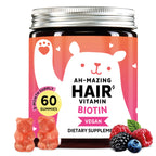 Bears with Benefits Biotin 5,000 mcg Hair Growth Gummies | Complete beauty formula with Vitamins C & E, Zinc and Iodine to support healthy hair, glowing skin and stronger nails.