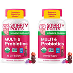 SmartyPants Organic Women's Multivitamin Gummies: Biotin, Probiotics, Methylfolate, Omega 3 (ALA), Vitamin D3, C, Vitamin B12, B6, A, K & Zinc, Inositol, Gluten Free, 120 Count (30 Day Supply)