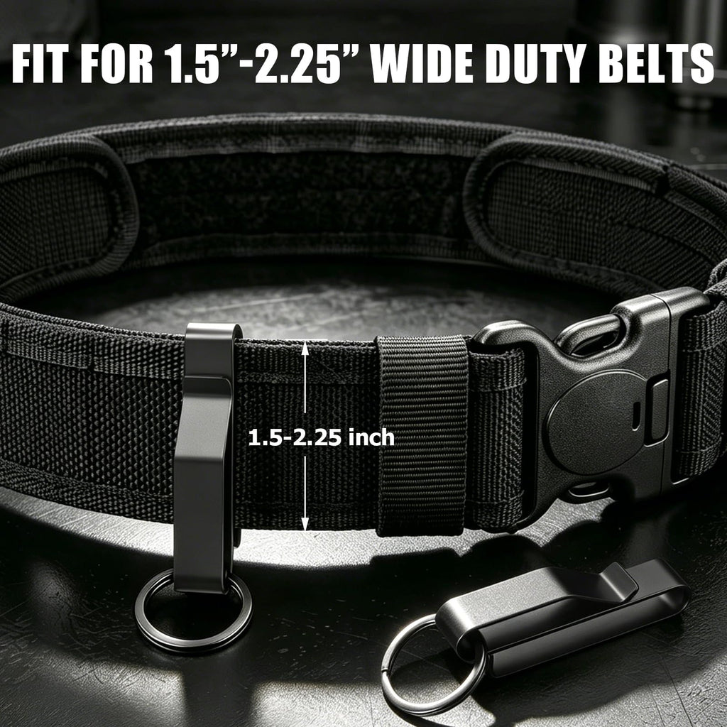 Duty Belt Key Holder, 2 Pack Belt Key Clip, Stainless Steel Stealth Belt Loop Key Ring Holder with 4 Keyrings UIInosoo for Handcuff Fits Max 2.25 Inch Belt