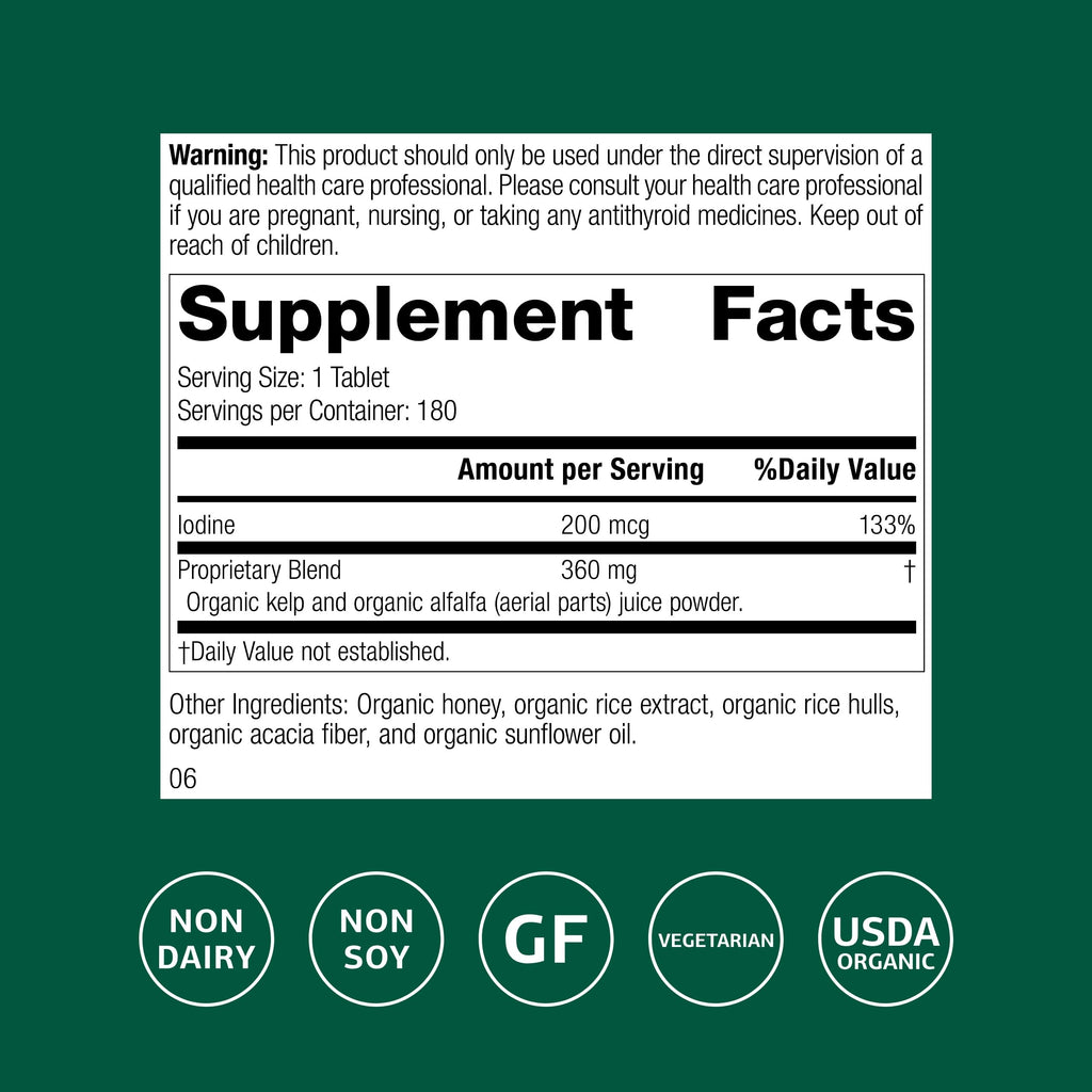 Standard Process Organically Bound Minerals, Natural Iodine, 180 Tablets