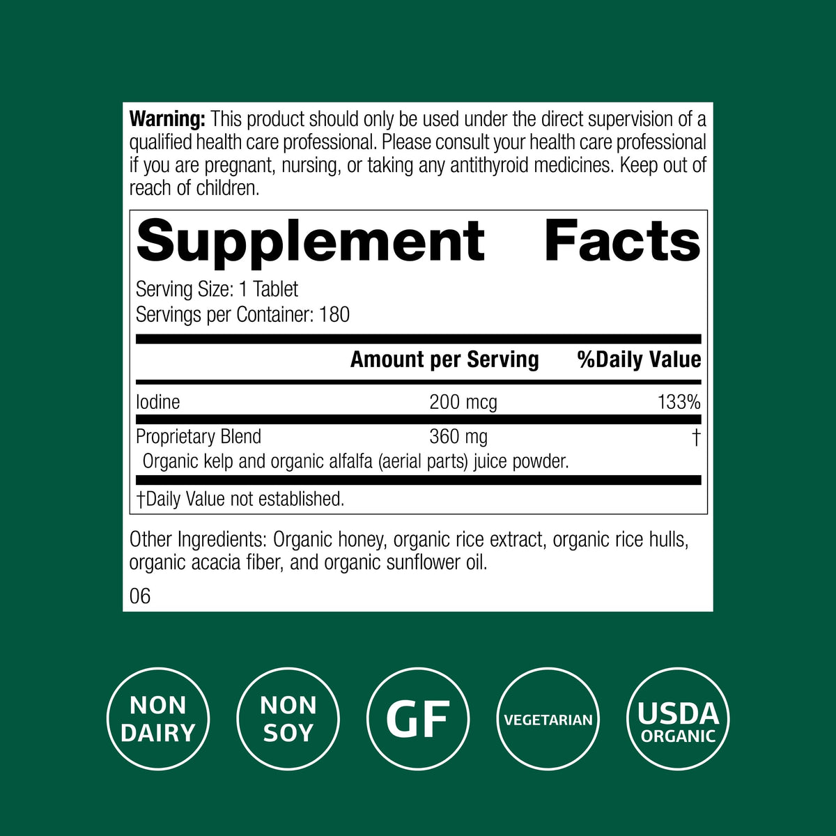 Standard Process Organically Bound Minerals, Natural Iodine, 180 Tablets
