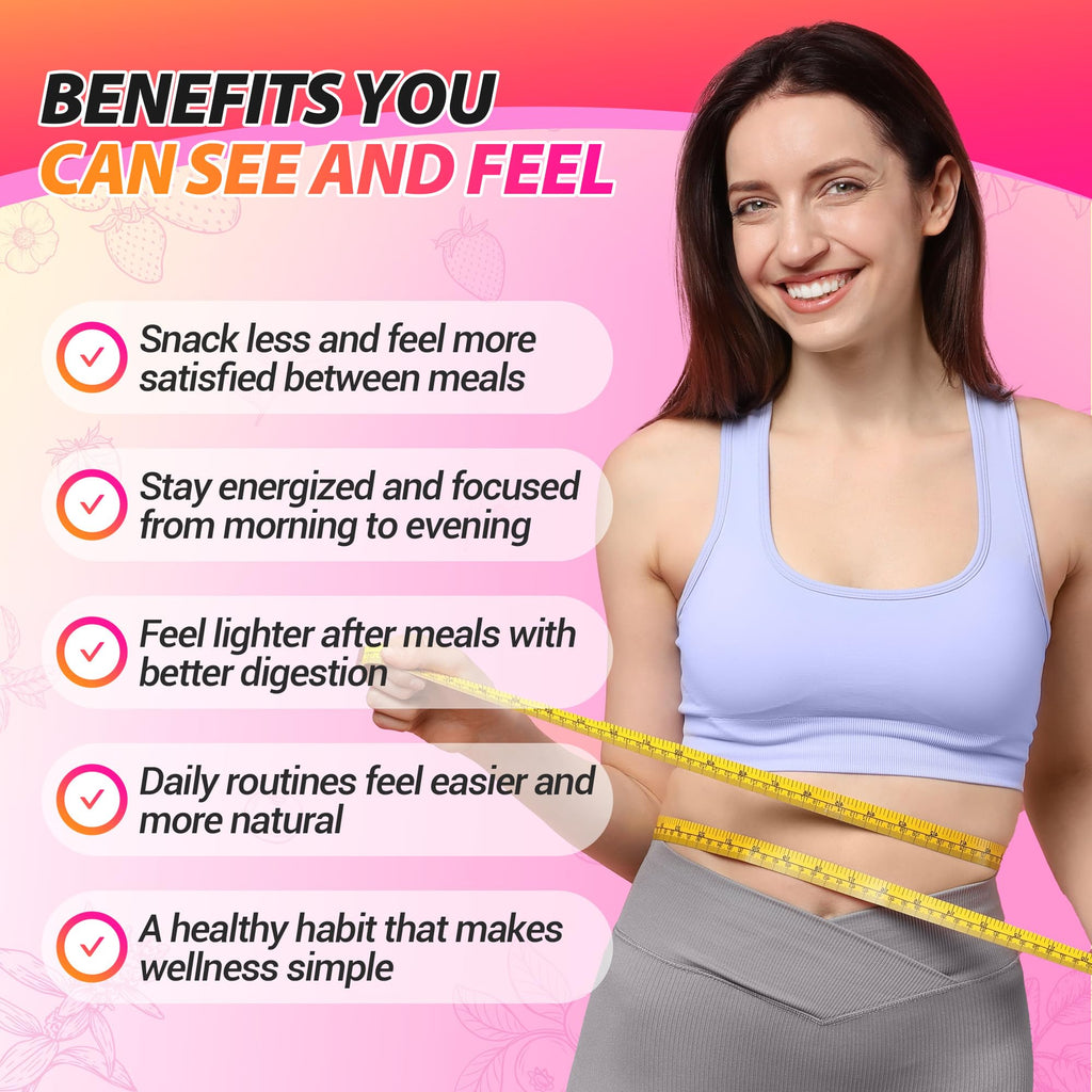 GLP-1 Cutting Drink Mix, 5-HTP, FOS, Yerba Mate, Magnesium, 30 Servings | Supports Satiety Signaling, Energy & Gut Health | Strawberry Açaí Flavor