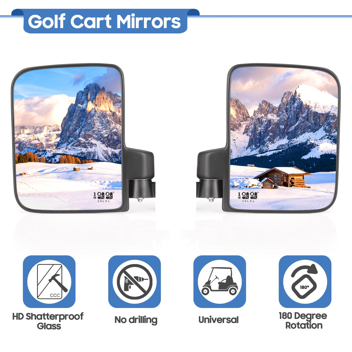Golf Cart Side Mirrors No Drilling for Yamaha Club Car EZGO