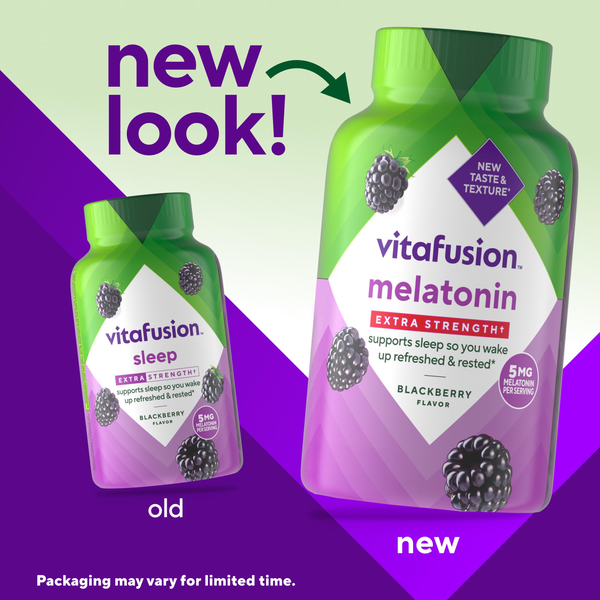 Vitafusion Melatonin Gummies | 5mg | 120 Count | Extra Strength Gummy | for Adult Women and Men | Blackberry Flavor | Gluten and Dairy-Free Supplement