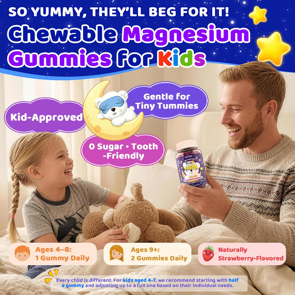 Kids Sleep Gummies Magnesium Glycinate D3 B6 Saffron No Melatonin Sleep Aid