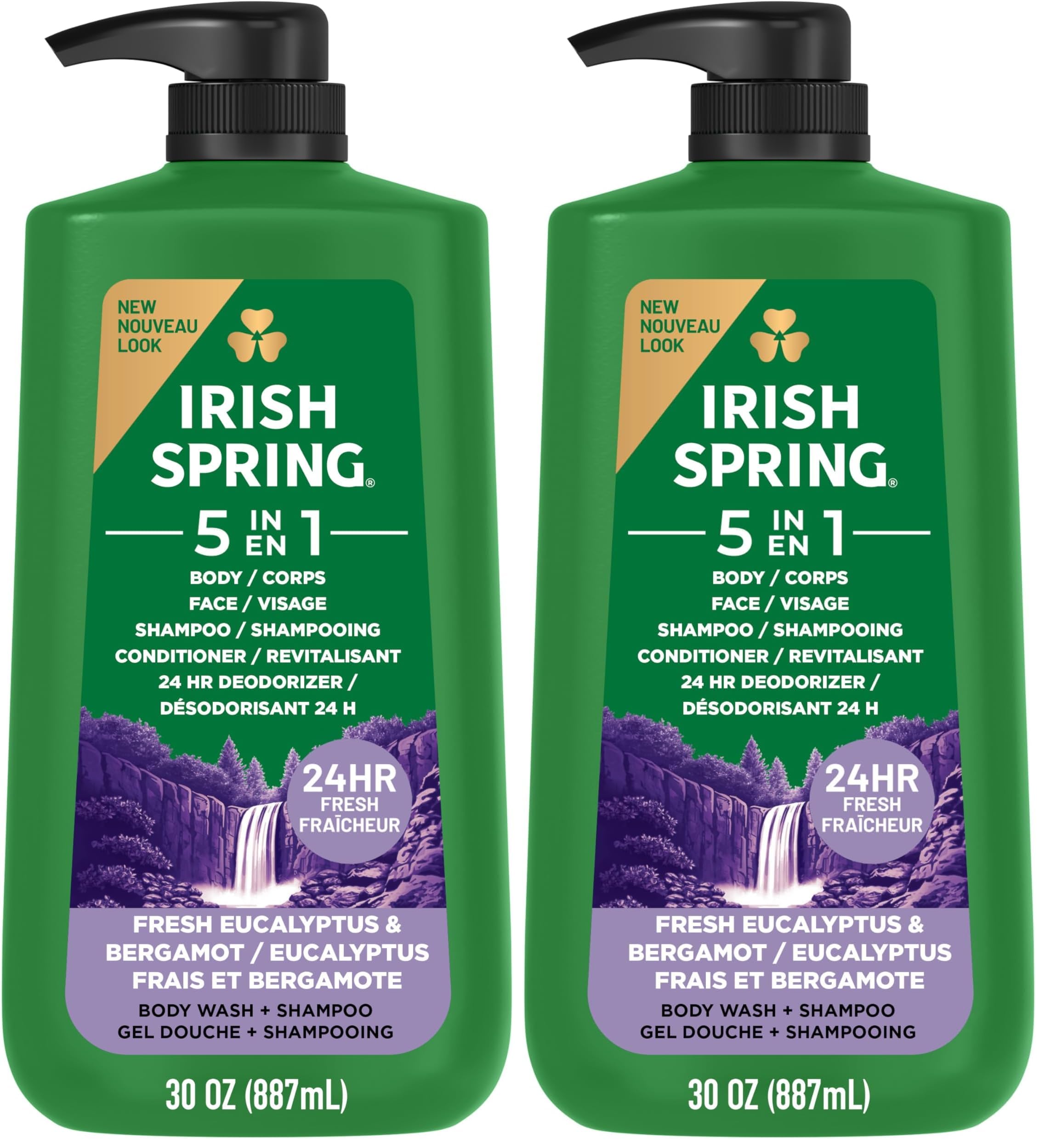 Buy now Irish Spring 5 in 1 Moisturizing Body Wash for Men, Shampoo, Conditioner, Body and Face Wash, and 24 Hour Deodorizer, Paraben-Free, Fresh Eucalyptus & Bergamot Scent, 20 fl oz at indiglob india
