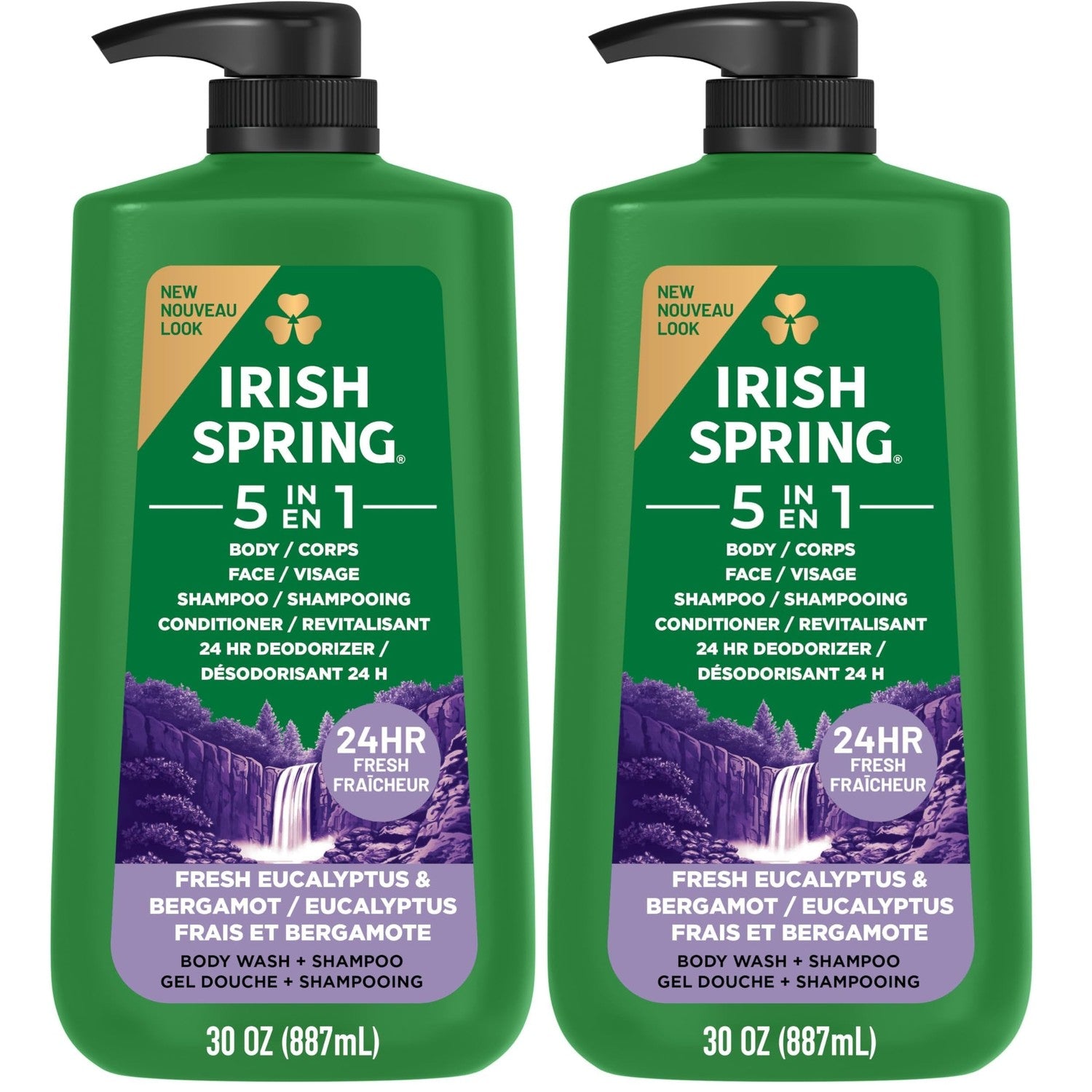 Buy now Irish Spring 5 in 1 Moisturizing Body Wash for Men, Shampoo, Conditioner, Body and Face Wash, and 24 Hour Deodorizer, Paraben-Free, Fresh Eucalyptus & Bergamot Scent, 20 fl oz 5 in 1 30 Ounce (Pack of 2) at indiglob india