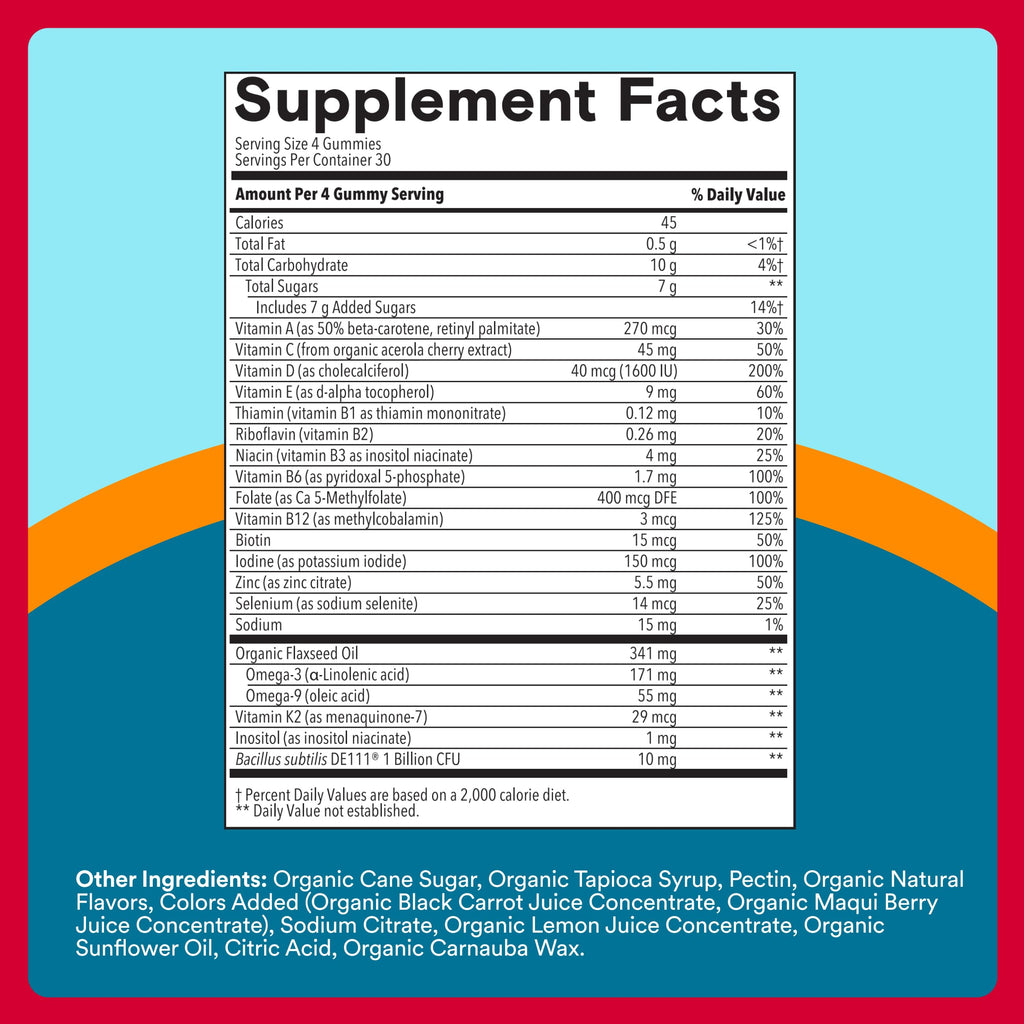SmartyPants Multivitamin for Men, Organic Gummies: Probiotics, CoQ10, Methylfolate, Omega 3 (ALA), Vitamin D3, C, Vitamin B12, B6, A, K & Zinc for Immune Support, Biotin, 120 Gummies (30 Day Supply)