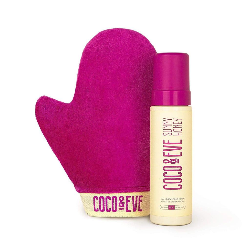 Buy now Coco & Eve Self Tanner Mousse Kit - All Natural Sunless Tanning (Dark) | Instant Lotion with Bronzer Mitt Applicator Sunny Honey Bali Bronzing at indiglob india