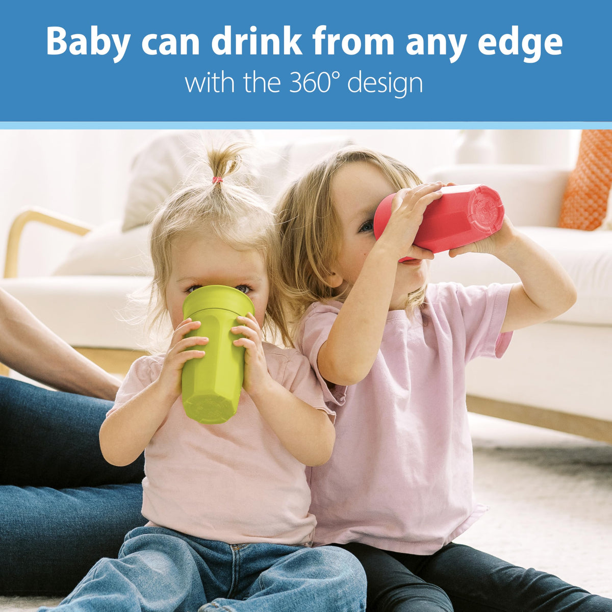 Dr. Brown's Milestones Cheers360 Spoutless Cup, Green & Pink, 2-Pack