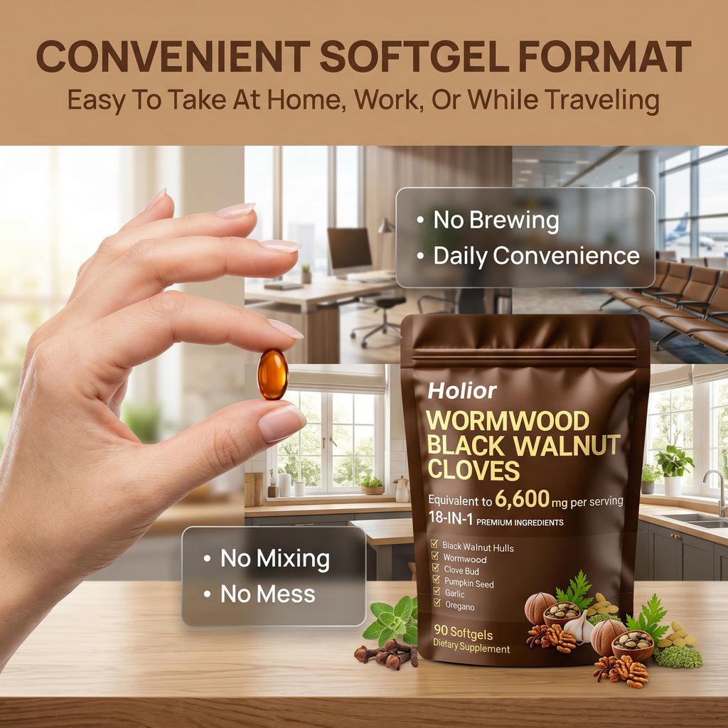 18-in-1 Black Walnut Wormwood - Herbal Wellness Blend with Clove, Garlic, Turmeric, Pumpkin Seed, Oregano, Berberine & More, Daily Digestive & Gut Balance Support Supplement - 90 Softgels