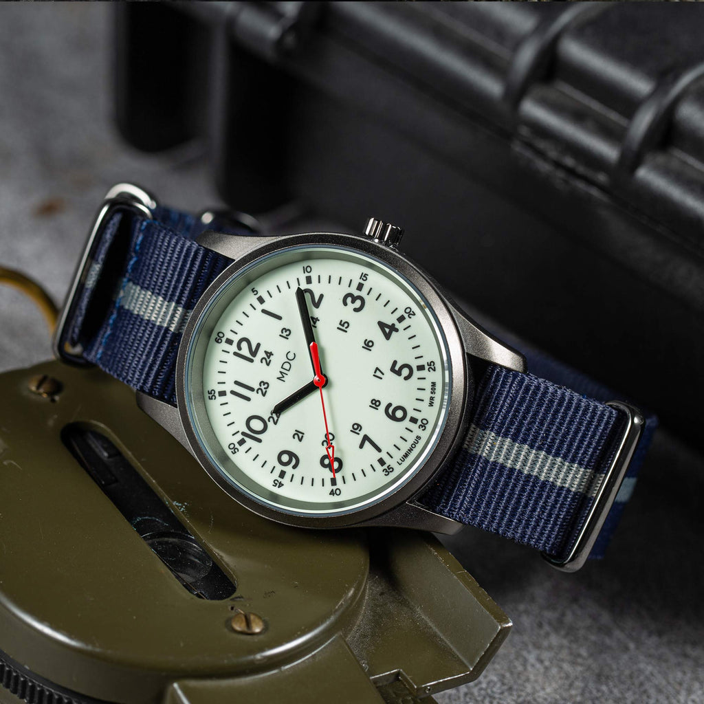 Buy now Infantry Mens Military Field Watch,Luminous Glow in The Dark Dial,Analog Tactical Wristwatch w/ 12/24 Hr Time,Japanese Quartz Movement,Slip-Thru Nylon Band,Reliable Work Watch for Men at indiglob india