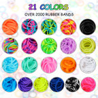 Phinus 2000+ Rubber Band Bracelet Kit, Loom Bracelet Making Kit with 1 Crown Loom, 100 S-Hooks, 5 Pendants, 1 Small Needle, 1 Instruction, Premium Rubber Bands for Weaving DIY Crafting Gift