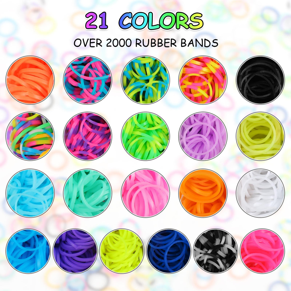 Phinus 2000+ Rubber Band Bracelet Kit, Loom Bracelet Making Kit with 1 Crown Loom, 100 S-Hooks, 5 Pendants, 1 Small Needle, 1 Instruction, Premium Rubber Bands for Weaving DIY Crafting Gift