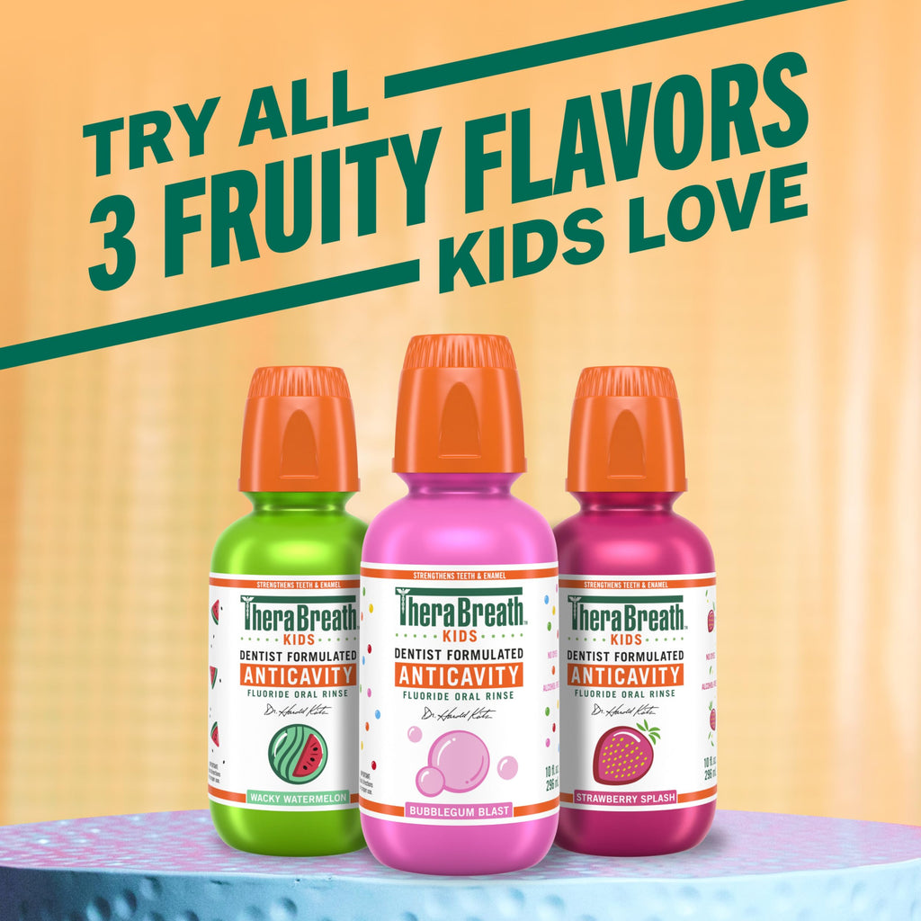 TheraBreath Kids Anticavity Fluoride Oral Rinse Bubblegum, 16 fl oz, 2-Pack