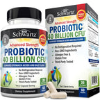 Probiotic 40 Billion CFU with Organic Prebiotics for Gut Health, 60 Count | Probiotics for Men and Women, Immune & Digestive Health Support with Lactobacillus from BioSchwartz, Non-GMO, Shelf Stable