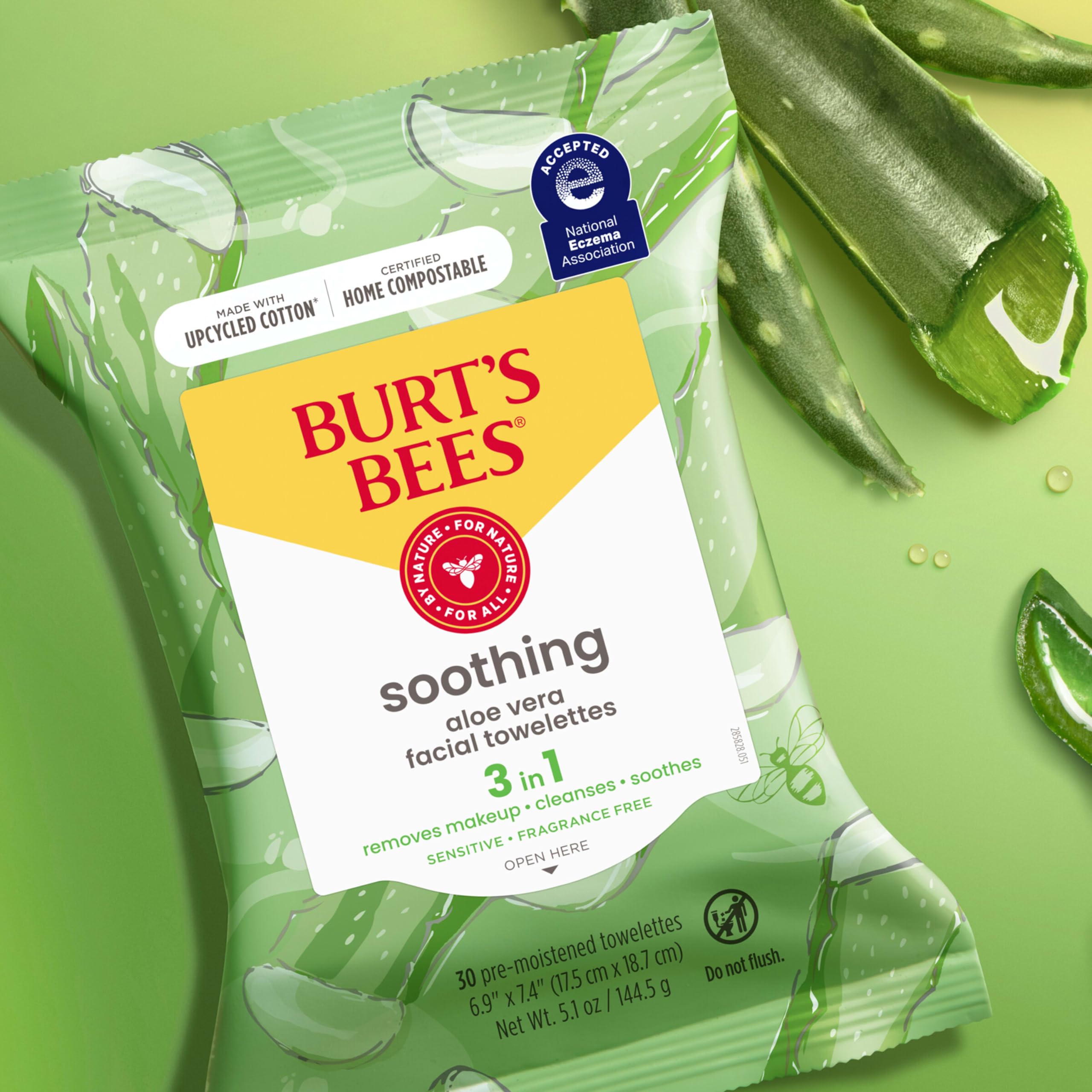 Buy now Burt's Bees Aloe Vera Face Wipes, for Sensitive Skin, Soothing Makeup Remover & Facial Cleansing Towelettes, 30 Ct. (3-Pack) at indiglob india