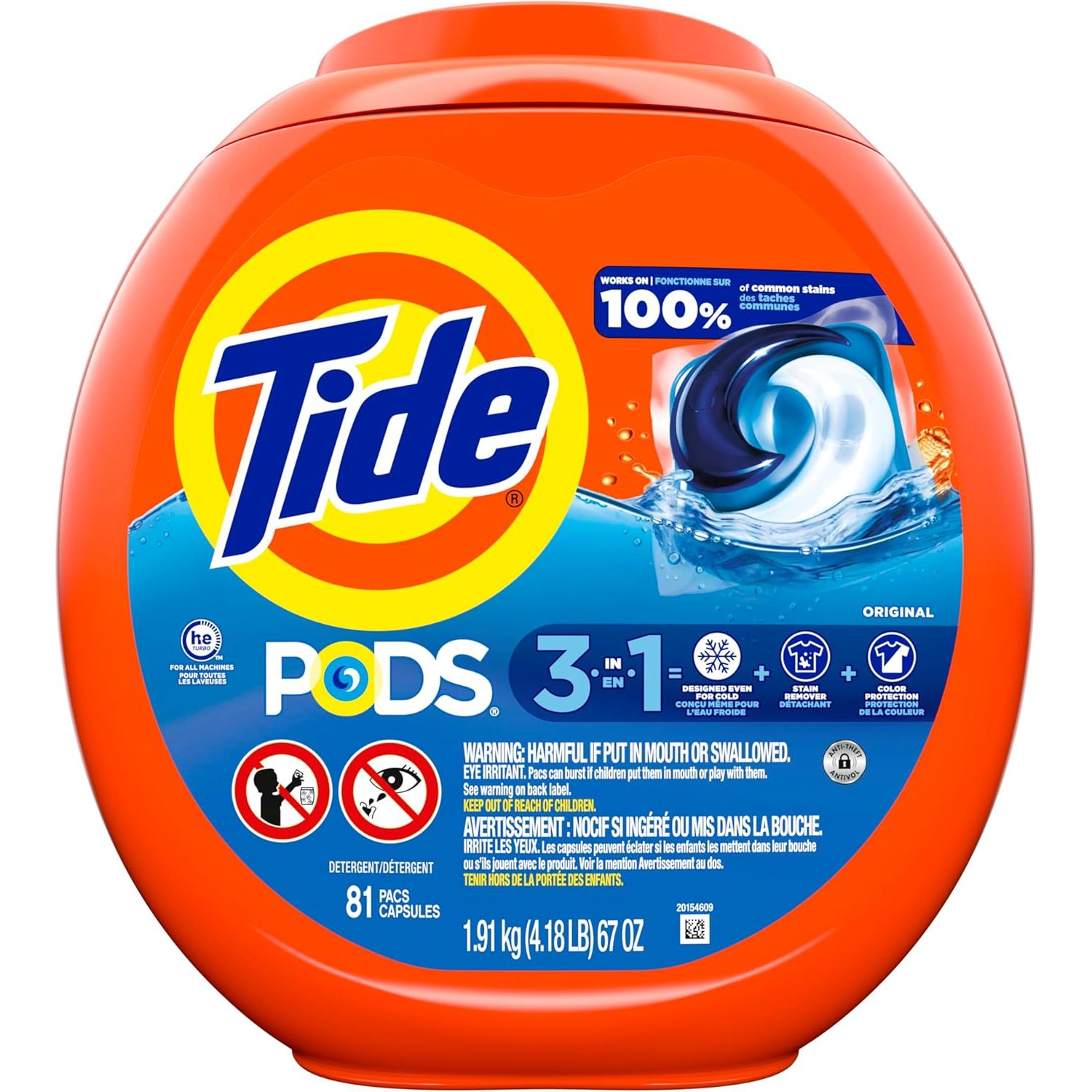 Buy now Tide PODS laundry detergent pacs, 3-in-1 Stain Remover, Odor Fighter, Color Protector, 81 Count, HE compatible, Original Scent at indiglob india