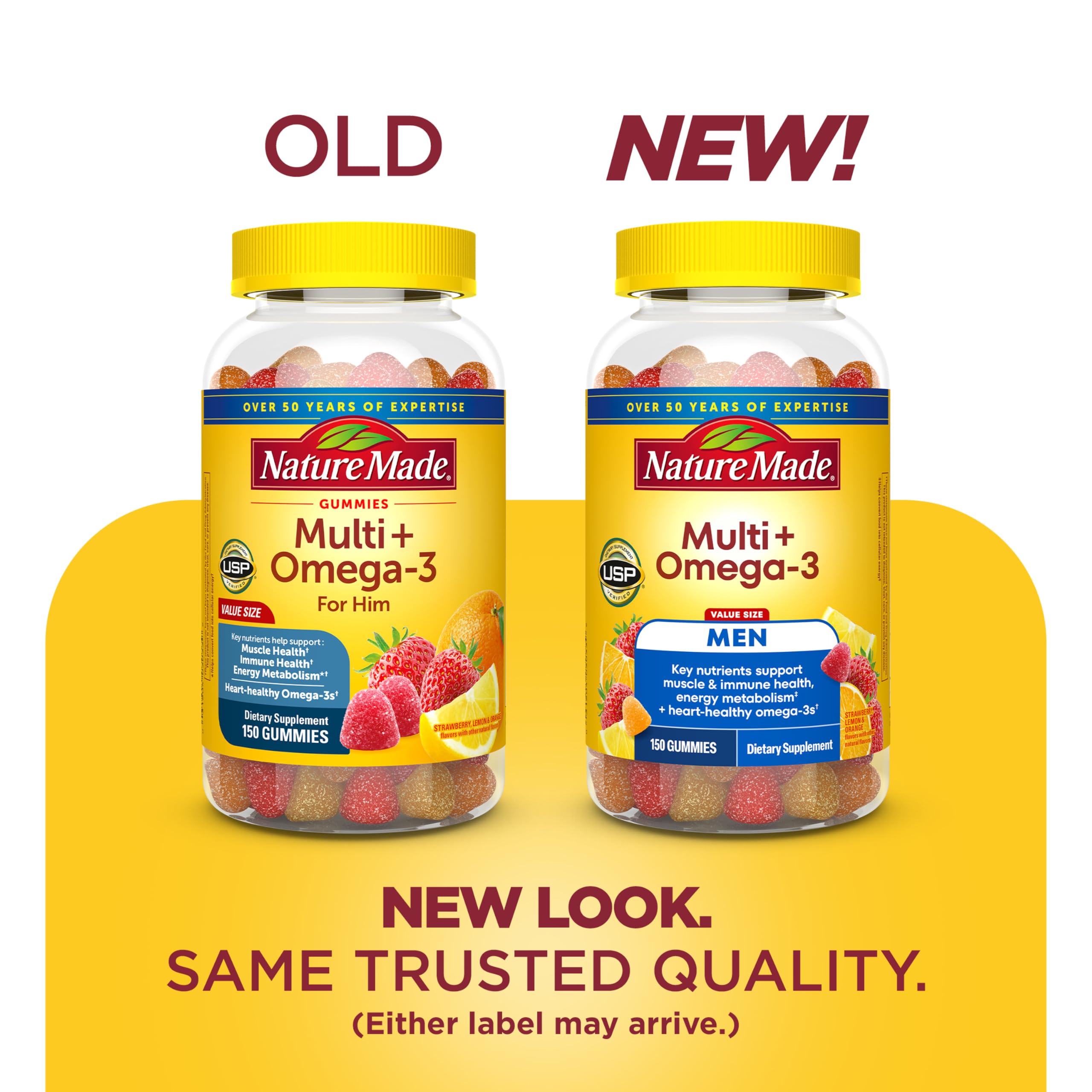 Nature Made Mens Multivitamin Gummies with Omega-3, 150 Count | Vitamins and Minerals Gummy with Omega-3, Mens Gummy Multivitamins for Daily Nutritional Support, 75 Day Supply