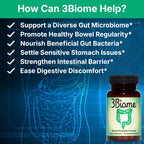 3Biome Natural Probiotic Supplement for Gut Health, Vegan, Gluten-Free | With Smart Probiotics to Improve Digestion and Regularity While Easing Gas, Bloating, and Stomach Discomfort, 30-Day Supply