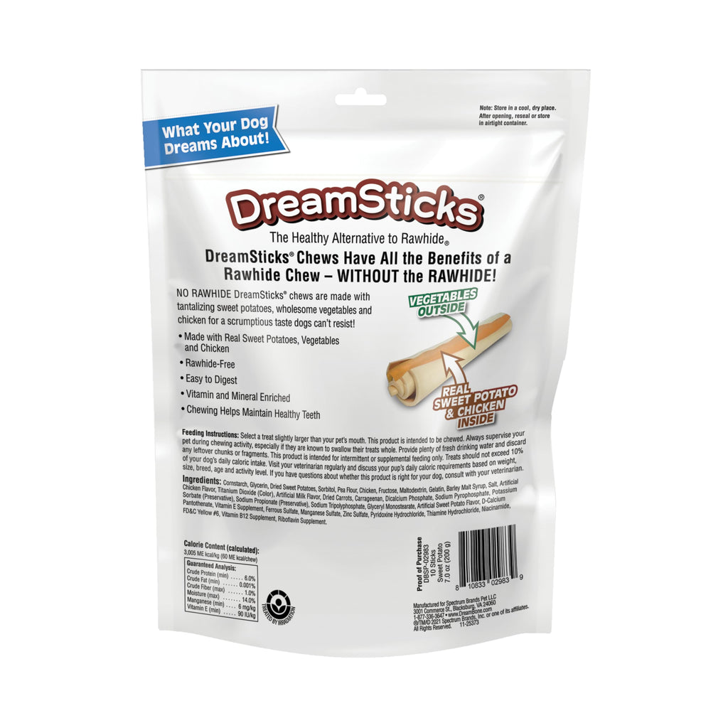 DreamBone DreamSticks Rawhide-Free Dog Treats with Sweet Potato, 10 Count