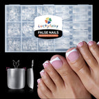 Luckyfairy Extra Short Square Fake Nails, Soft Gel Pre-Shaped Acrylic XS Short Square Nail Tips, Half Matte Full Cover Clear Press on Flase Nail Tips for Nail Extension Home DIY 240pcs/12 Sizes