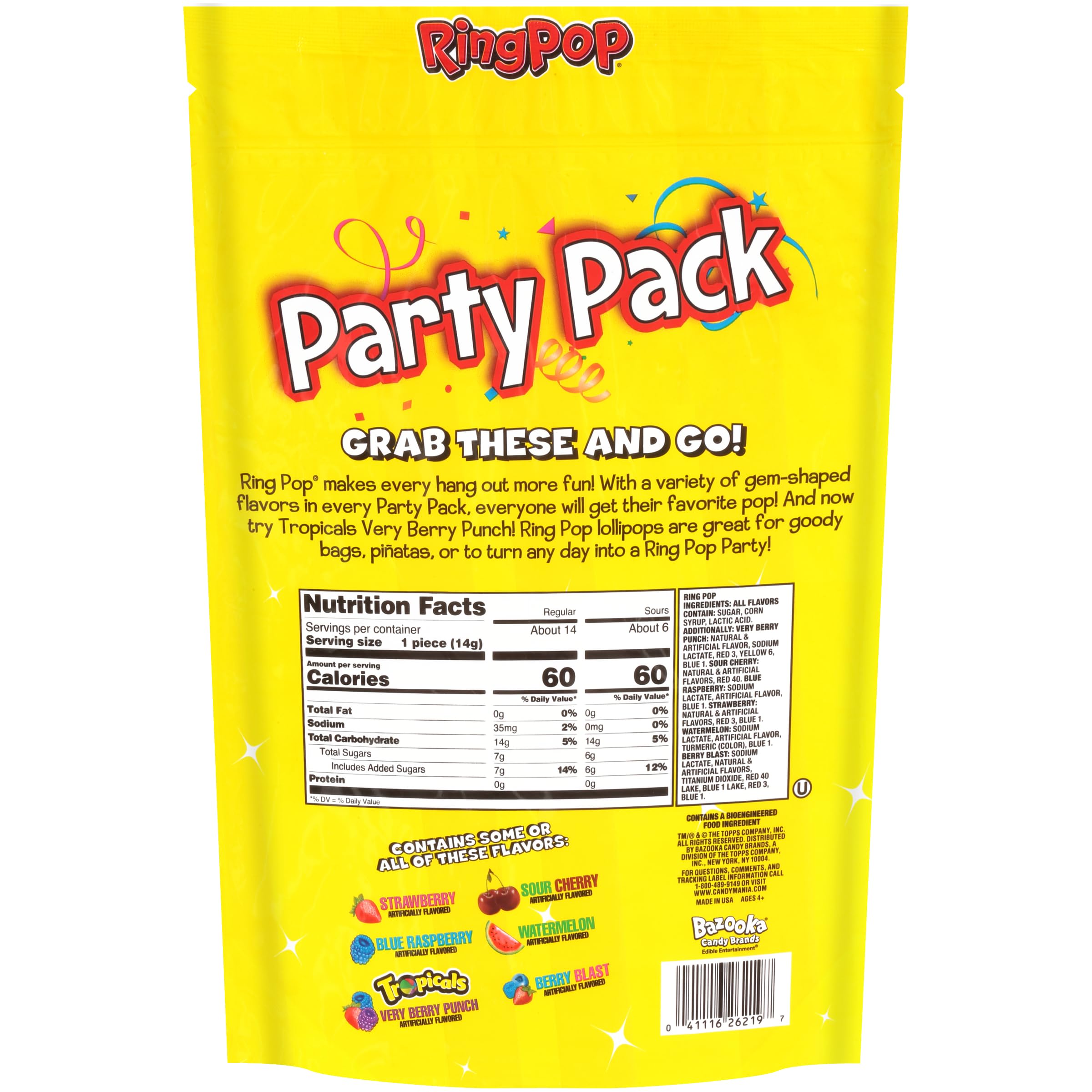 Buy now Ring Pop Candy, Valentine's Lollipops, 20 Ct Party Favors in Assorted Fruity Flavors - Full Size, Fun Hard Candy For Birthday Parties, Valentine's Gifts, Goodie Bags, Party Favors at indiglob india