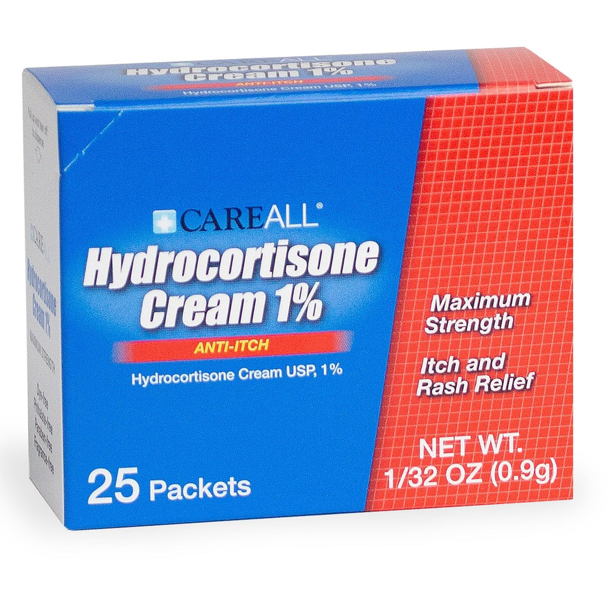CareAll Hydrocortisone Cream 1% (25 Pack), 0.9gr Foil Packet. Maximum Strength Formulation, Anti-Itch Rash Skin Cream Relieves Itching, Eczema, Insect Bites, Poison Ivy, and Psoriasis