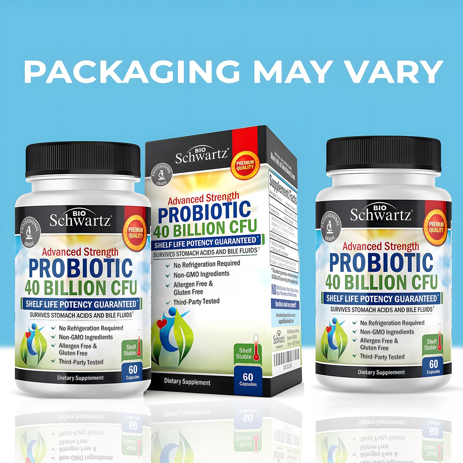 Probiotic 40 Billion CFU with Organic Prebiotics for Gut Health, 60 Count | Probiotics for Men and Women, Immune & Digestive Health Support with Lactobacillus from BioSchwartz, Non-GMO, Shelf Stable