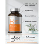 Horbäach Vitamin B-100 Complex | 100% of Daily Value | 300 Tablets
