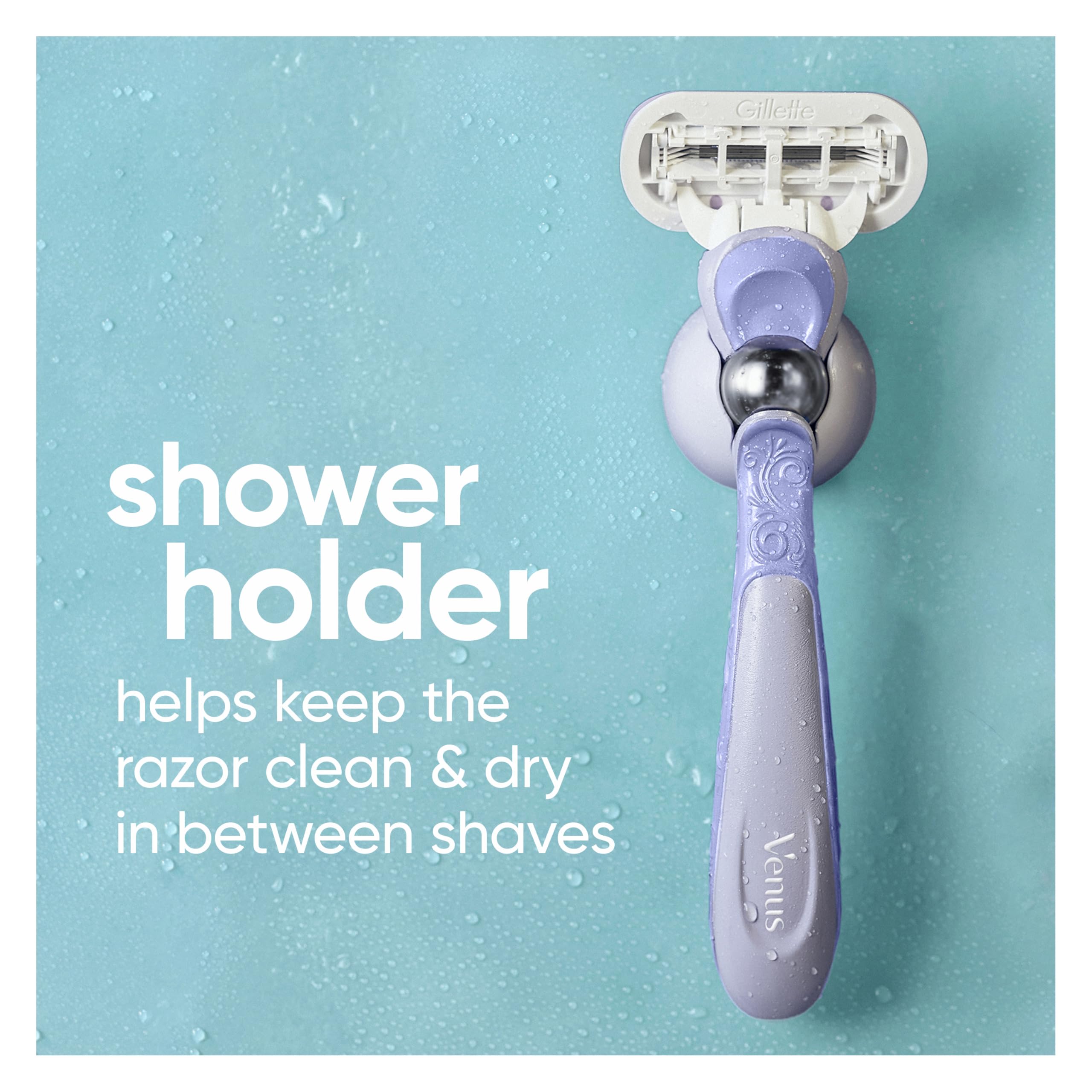 Gillette Venus Razor for Women, Extra Smooth Contour, Includes 1 Reusable Razor Handle + 4 Count 5-Bladed Razor Refills, with Flexiball Pivoting Handle and Shower Holder