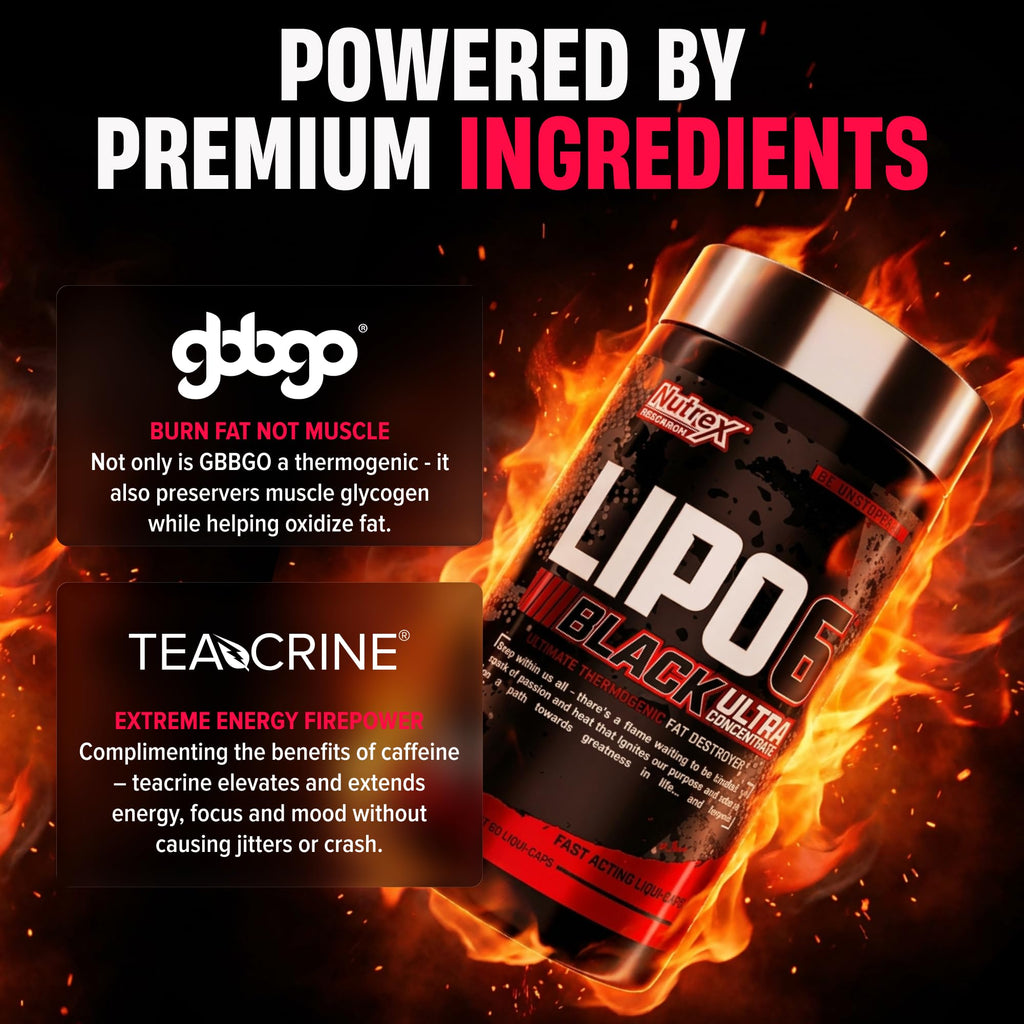 Nutrex Research Lipo-6 Black Ultra Concentrate | Thermogenic Energizing Fat Burner Supplement, Increase Weight Loss, Energy & Intense Focus |Capsule, 60Count