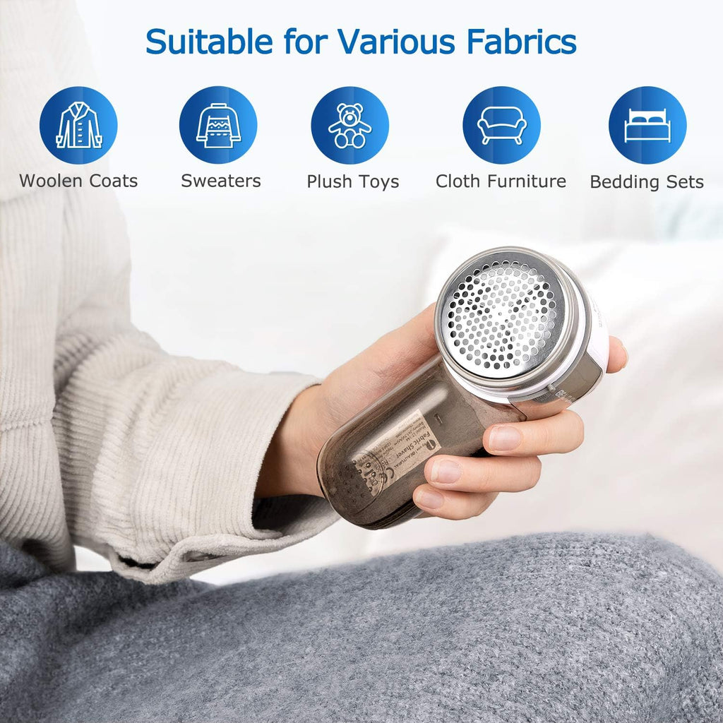 Buy now BEAUTURAL Fabric Shaver and Lint Remover, Sweater Defuzzer with 2-Speeds, 2 Replaceable Stainless Steel Blades, Battery Operated, Remove Clothes Fuzz, Lint Balls, Pills, Bobbles Gray at indiglob india