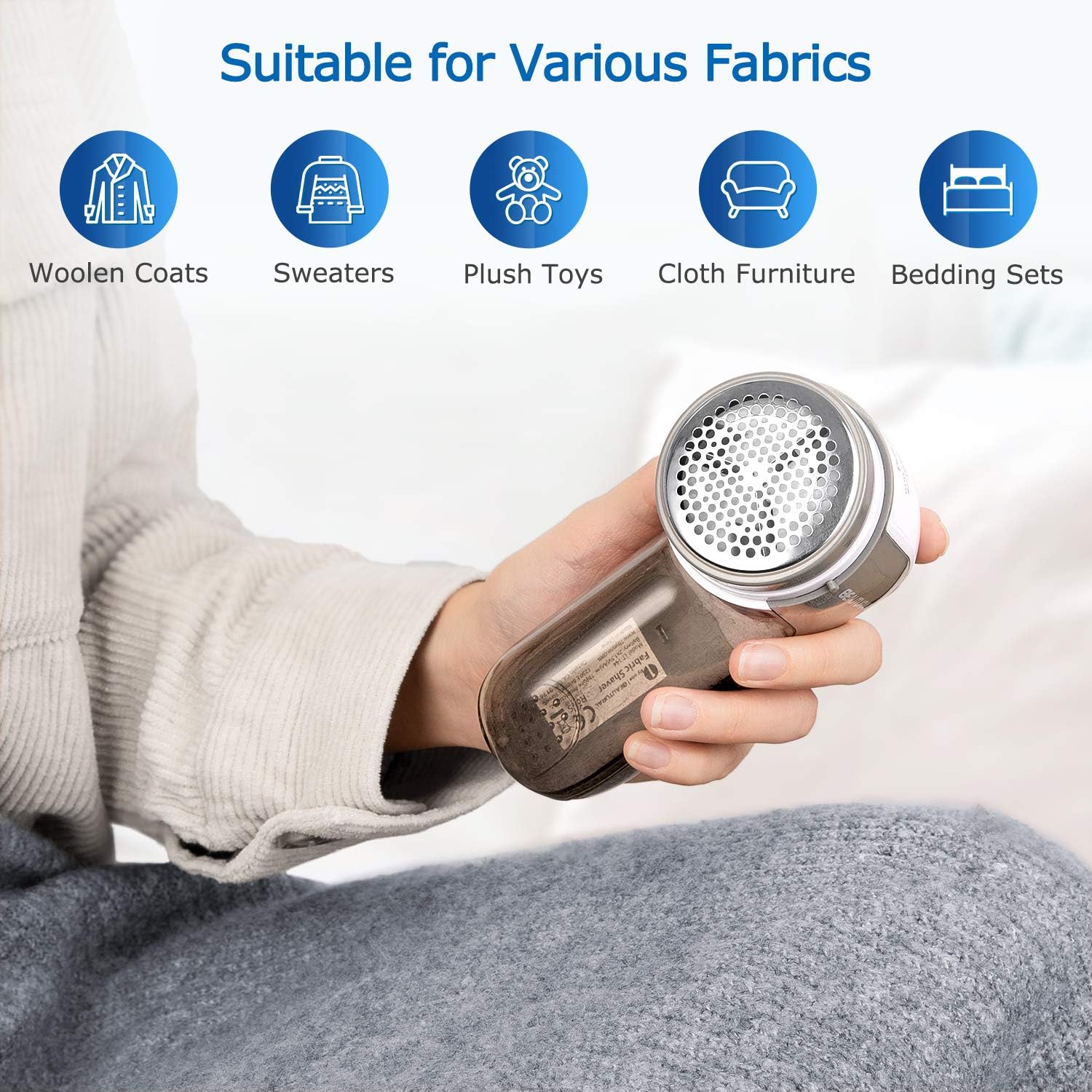 Buy now BEAUTURAL Fabric Shaver and Lint Remover, Sweater Defuzzer with 2-Speeds, 2 Replaceable Stainless Steel Blades, Battery Operated, Remove Clothes Fuzz, Lint Balls, Pills, Bobbles Gray at indiglob india