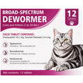 Broad-Spectrum Dewormer for Cats and Kittens (Praziquantel, Pyrantel Pamoate) for Tapeworms, Roundworms and Hookworms, 12 Tablets
