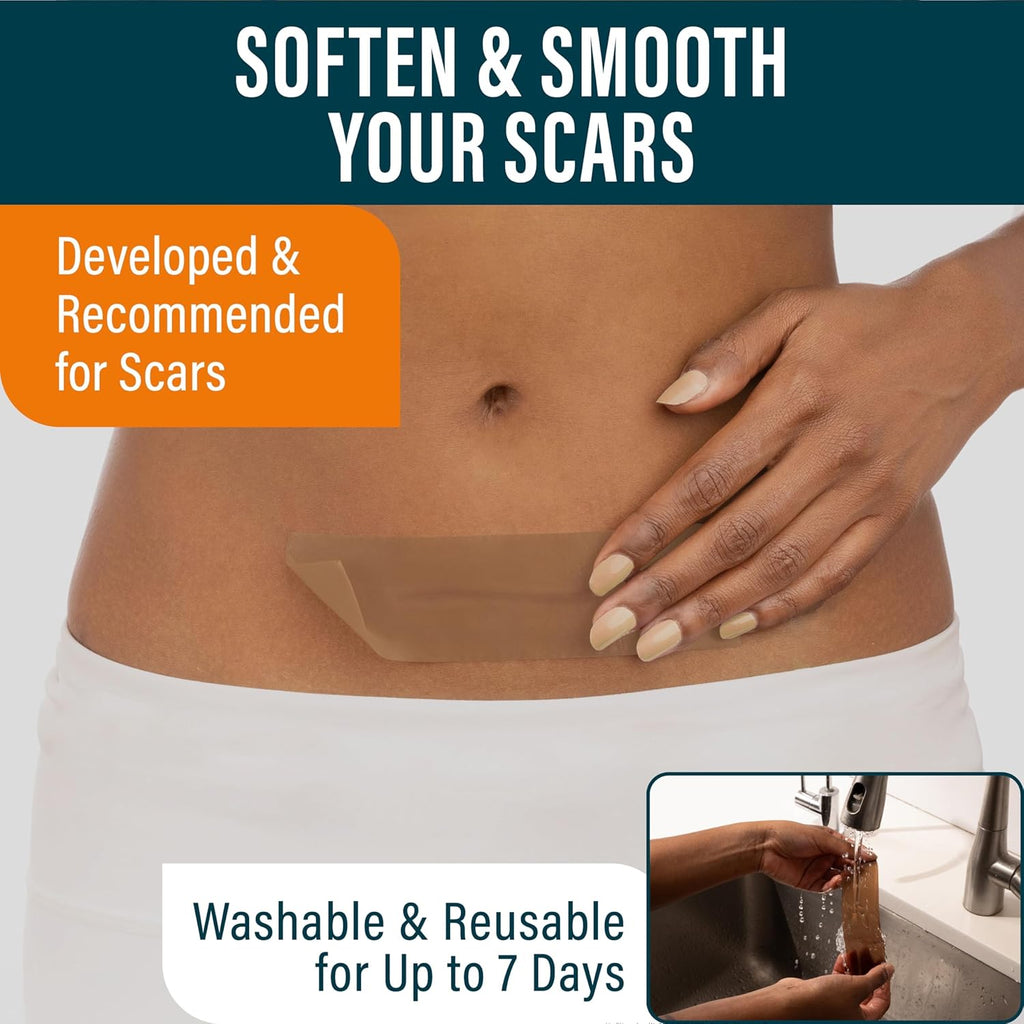 Buy now NUVADERMIS Silicone Scar Sheets - Extra Long Scar Sheets for C-Section, Tummy Tuck, Keloid, and Surgical Scars - Reusable Medical Grade Silicone Scar Sheets - Pack of 4 - Light Tone at indiglob india