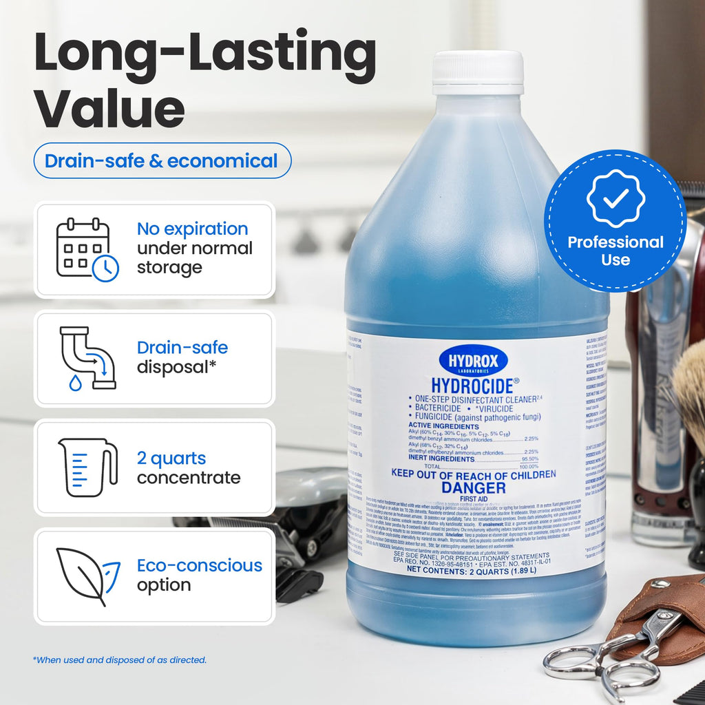 Hydrocide Professional Salon Disinfectant Concentrate EPA Registered Hospital-Grade Tool Sanitising Solution for Barbers Salons & Beauty Equipment Protects Against Harmful Pathogens & Bloodborne Germs