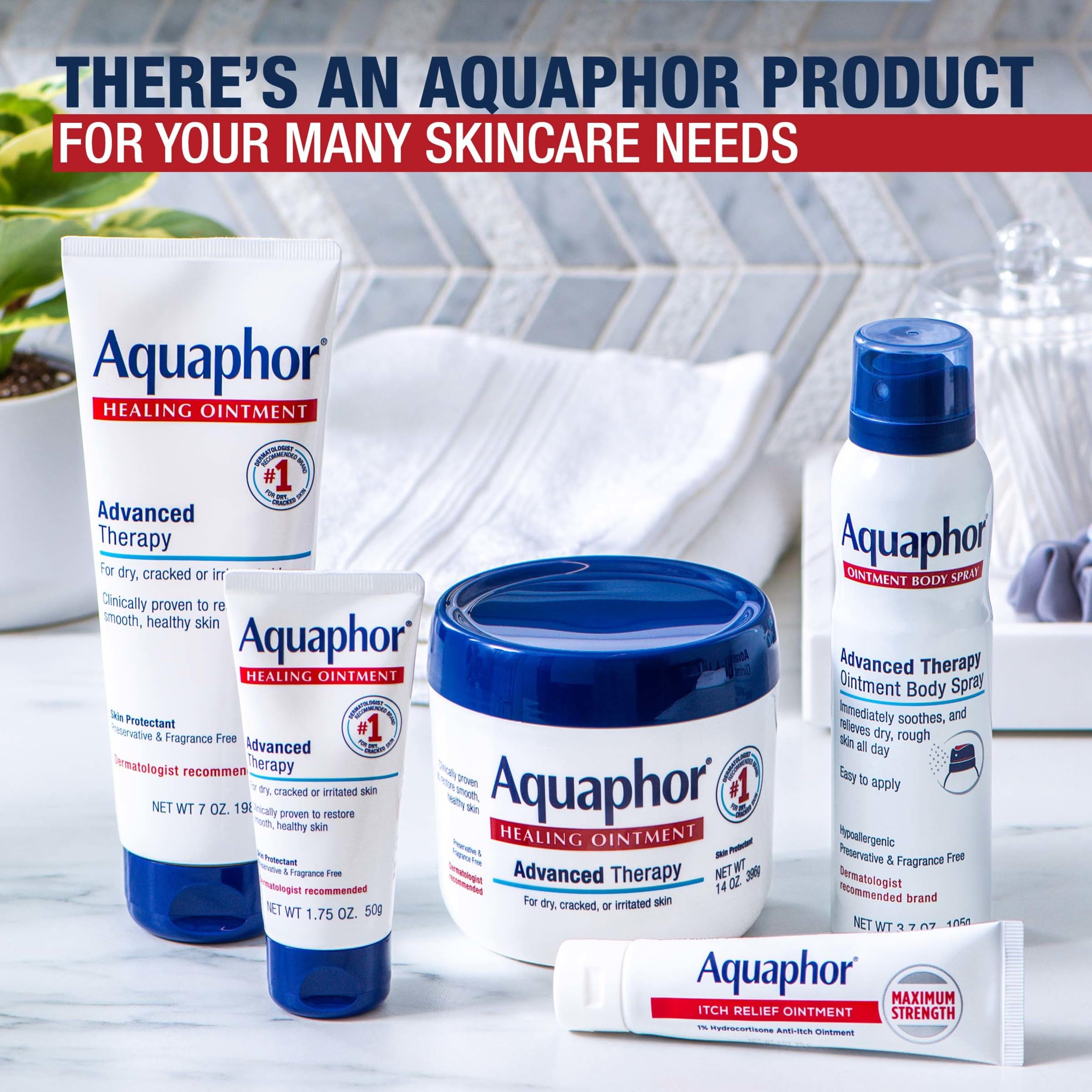 Aquaphor Healing Ointment Advanced Therapy Skin Protectant, Dry Skin Body Moisturizer, 0.35 Oz Tube, Pack of 2 | Clinically Proven Skin Protectant Moisturizer for Cracked, Irritated or Dry Skin Relief, Dye and Fragrance Free