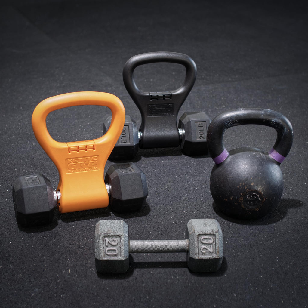 KETTLE GRYP Dumbbell to Kettlebell Grip Converter Handle Made in USA Orange